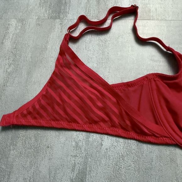Marie Jo Underwire Red Lined w/ Stripe Details‎ Dramatic Bra Size 34C - Picture 7 of 11